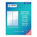 Premium Label Supply Glossy White Sticker Labels – 4" x 3.33" – (6 per Sheet) (Glossy White for Inkjet Only, 150 Labels) Inkjet Glossy White