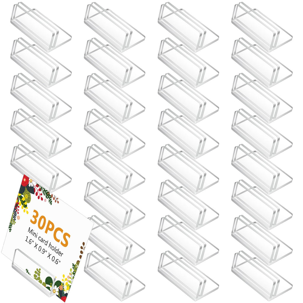 CroBlissful 30 Pcs Acrylic Place Card Holders, Small Table Sign Stand