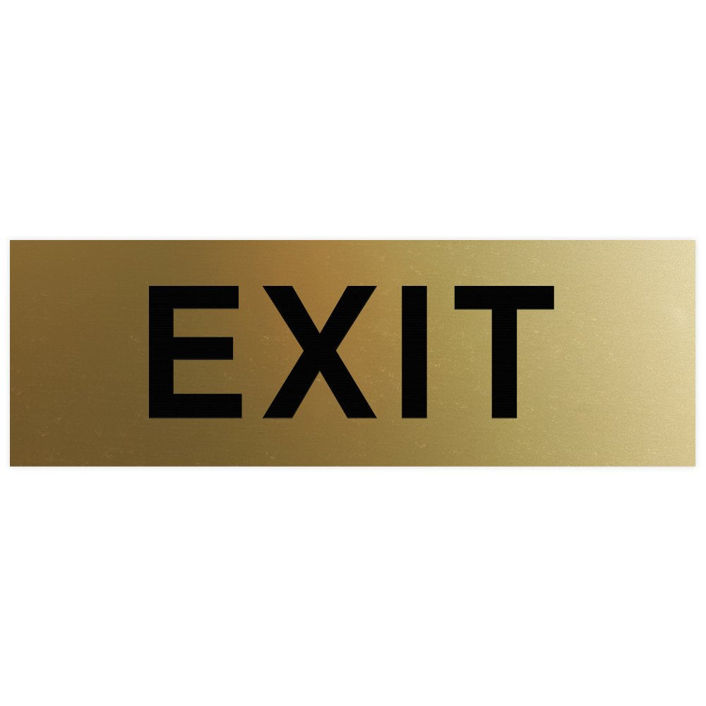All Quality Basic Exit Wall or Door Sign - Simple & Clear To Ensure Safety | Easy to Install - Brushed Gold - Large (2 Pack) 3" x 9" - Large 2 Pack