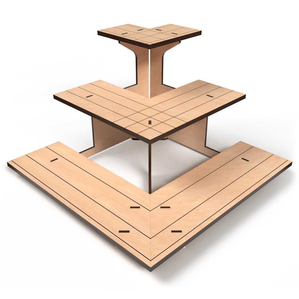 Corner Wooden Tiered Display Stand, Display Shelf for Vendors, Craft Shows Natural Corner