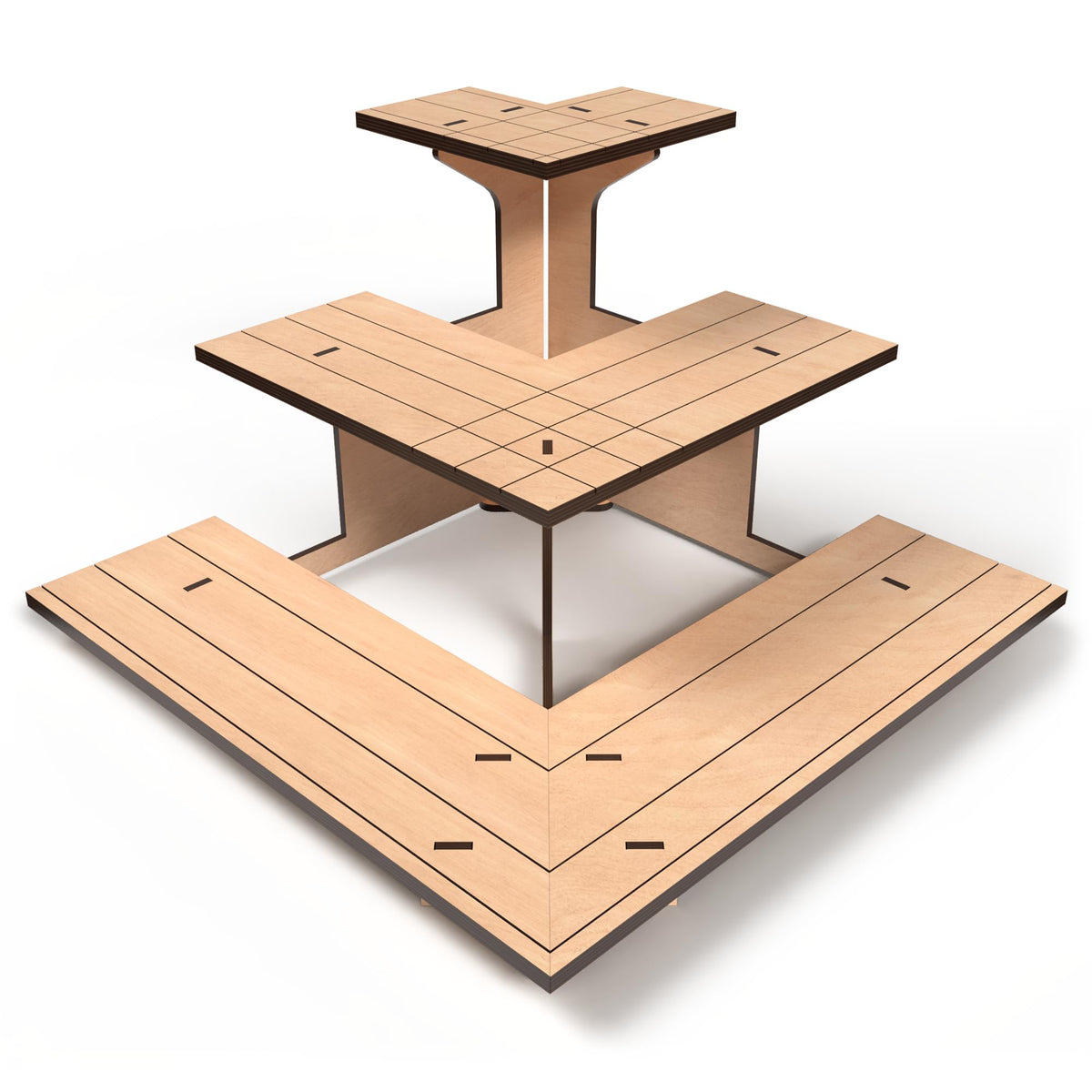 Corner Wooden Tiered Display Stand, Display Shelf for Vendors, Craft Shows Natural Corner