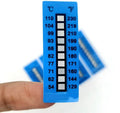Blue high temperature measurement sticker indicating 129°F to 230°F, used as a temperature indicator by Generic.