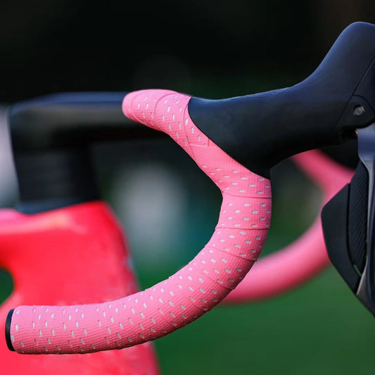 Handlebar Tape for Road Bike Black Silicone+EVA Anti-Slip and Shock-Absorbing Bicycle Handlebar Tapes Grip Sweat-Absorbent and Wear-Resistant Winding Bar Tape with End Plugs 2 Rolls (Pink) Pink