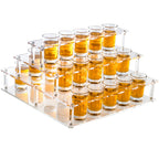 HeiMma Acrylic Shot Glass Holder, Shot Glass Display Stand Storage and Organizer Serving Tray for Party, Bar, Drinking Club, Restaurant, 25 Slots, Hole: 1.57” Shoot Glasses Not Included