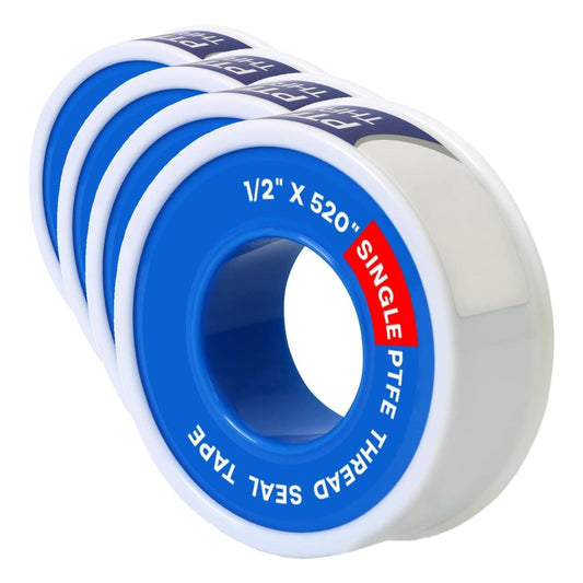 Supply Giant I33 PTFE Thread Seal Tape for Plumbers, White 1/2 Inch x 520 Inch, Single (Pack of 4) 520" (Pack of 4) Pack of 1