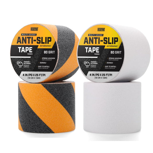 Lockport Bundle - Black and Yellow Grip Tape 2 Rolls 4" x 25ft + Clear Grip Tape 2 Rolls 4" x 25ft - Anti Slip Tape