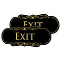 Designer EXIT Sign - Black/Gold - Medium (2 Pack) Black Gold 2.75" x 7" - Med (2 Pack)