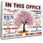 HDXUFJQ Office Inspirational Wall Art In This Office Canvas Wall Decor Team Rules Motivation Positive Quotes Pictures Prints Teamwork Painting for Home Office Ready to hang(12"x16") In this office (white) 16"L x 12"W