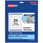 Avery TrueBlock Matte White Oval Labels, Sure Feed Technology, 1-1/8" x 2-1/4", 1,050 Matte White Labels, Print-to-The-Edge, Laser/Inkjet Printable, Great for Packaging and Product Merchandising 1,050 labels