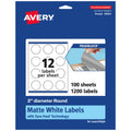 Avery TrueBlock Matte White Round Labels, Sure Feed Technology, 2" Diameter, 1,200 Matte White Labels, Print-to-The-Edge, Laser/Inkjet Printable, Great for Making Stickers or Product Merchandising 1,200 labels