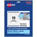 Avery TrueBlock Matte White Wraparound Band Labels, Sure Feed Technology, 1.5" x 3.5", Cigar Band Labels, 500 Total, Print-To-The-Edge, Laser/Inkjet Printable, Great for Packaging and Product Labeling 500 labels