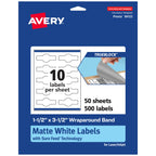 Avery TrueBlock Matte White Wraparound Band Labels, Sure Feed Technology, 1.5" x 3.5", Cigar Band Labels, 500 Total, Print-To-The-Edge, Laser/Inkjet Printable, Great for Packaging and Product Labeling 500 labels