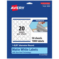 Avery TrueBlock Matte White Round Labels, Sure Feed Technology, 1-5/8" Diameter, 1,000 Matte White Labels, Print-To-The-Edge, Laser/Inkjet Printable, Great for Making Stickers or Product Merchandising 1,000 labels