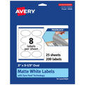 Avery® TrueBlock® Matte White Oval Labels, Sure Feed® Technology, 2" x 3-1/3", 200 Matte White Labels, Print-to-The-Edge, Laser/Inkjet Printable, Great for Packaging and Product Merchandising 200 labels