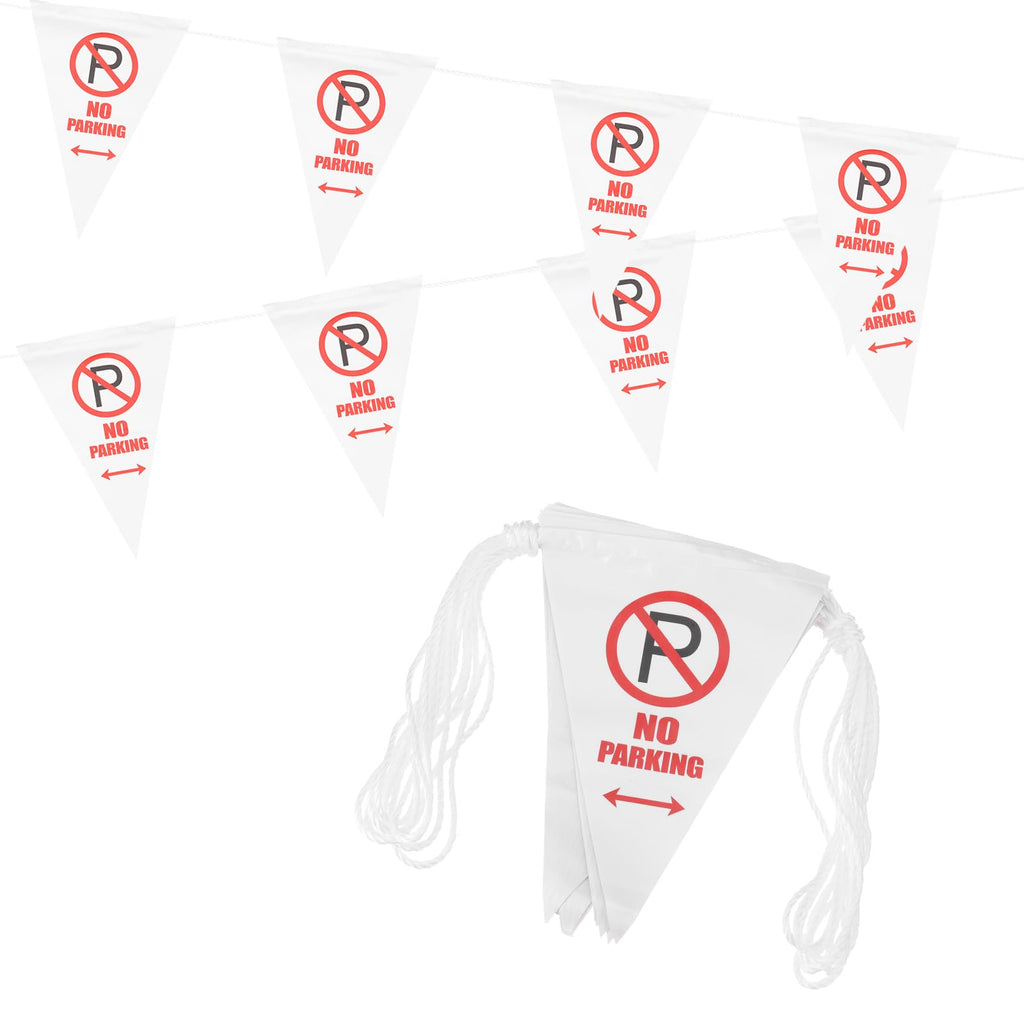 PATIKIL 37ft Pennant Banner Flags, No Parking Warning Flagging Banner Safety Flag Barrier Signs for Perimeter Making Traffic Control Party Events, 15 Flags White