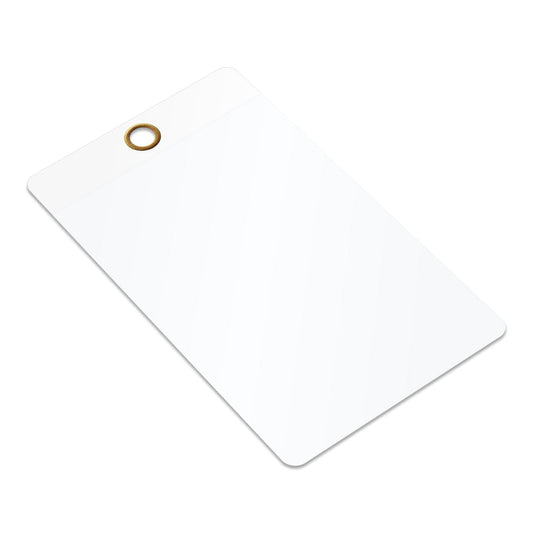 SmartSign (Pack of 25) Blank White Writable Self-Laminating Tags, 3.25 x 5.5 inches, 10 mil Thick Vinyl Tags with Clear Polyester Flap and 1/4" Metal Eyelet, for Cars, Real Estate, Identification