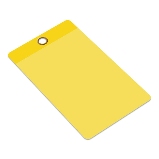 SmartSign (Pack of 25) Blank Yellow Writable Self-Laminating Tags, 3.25 x 5.5 inches, 10 mil Thick Vinyl Tags with Clear Polyester Flap and 1/4" Metal Eyelet, for Cars, Real Estate, Identification