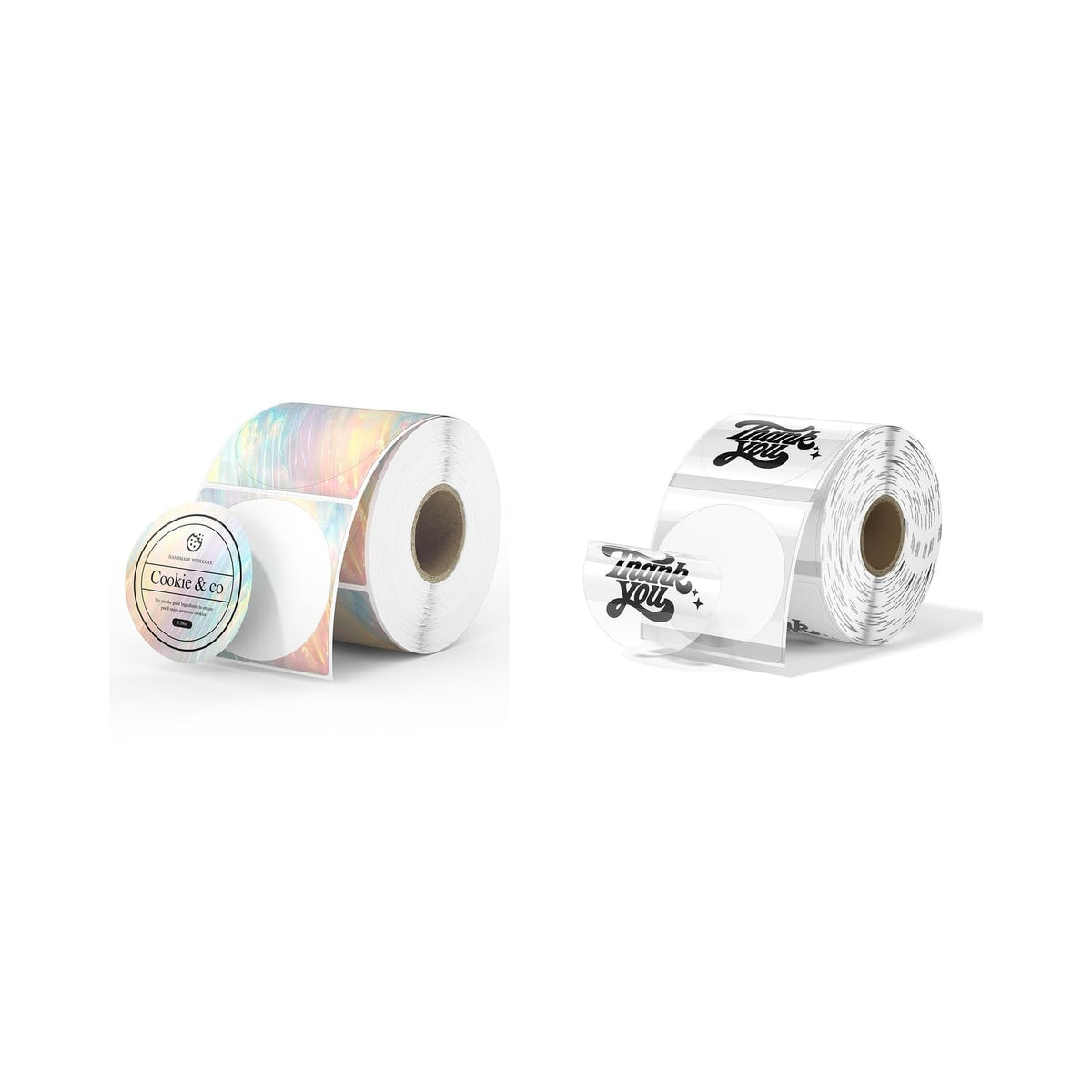 2" Shell Texture Round Thermal Labels 500 Labels/Roll+2" Transparent Round Thermal Labels 500 Labels/Roll