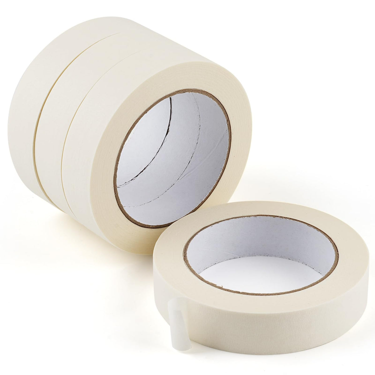 NIUBIER Masking Tape 1 Inch Wide, 4 Pack Painters Tape, Strong Adhesive Labeling Tape, Beige White, 55 Yards per Roll (220 Total Yards) for Home, Office, Labeling, School, DIY, and Crafts 1 Inch x 55 Yards x 4 Rolls