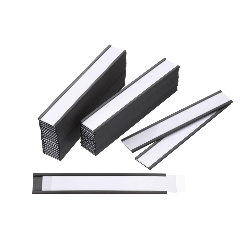 MECCANIXITY Label Holders 1" x 6" C Channel Rubber Magnetic for Metal Shelves Organize, Office File Cabinets Pack of 30 1" x 6"