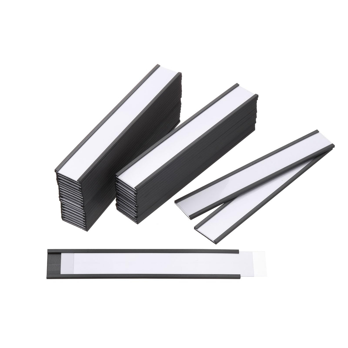 MECCANIXITY Label Holders 1" x 6" C Channel Rubber Magnetic for Metal Shelves Organize, Office File Cabinets Pack of 30 1" x 6"