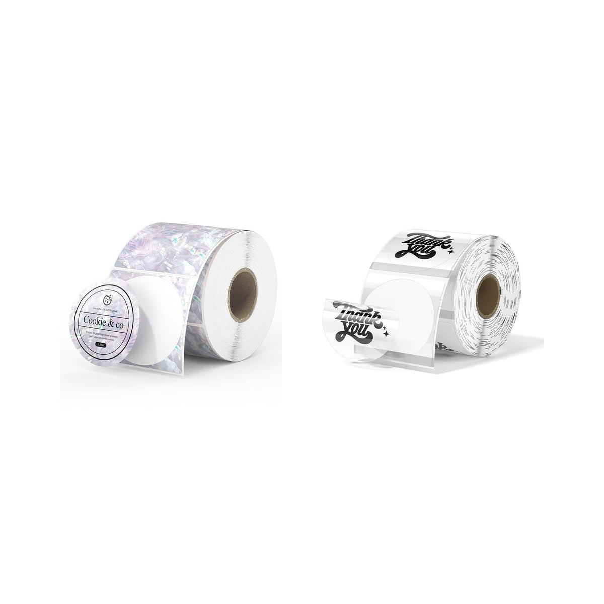 2" Shell Texture Round Thermal Labels 500 Labels/Roll+2" Transparent Round Thermal Labels 500 Labels/Roll
