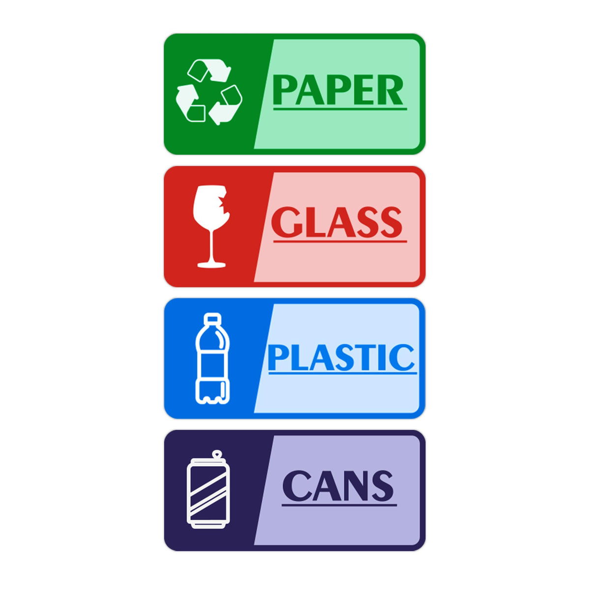 Set of 4 waterproof recycle stickers for trash bins, self-adhesive labels for home, office, and public areas by LUHIMO