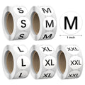 2500 Pcs 1 Inch Size Stickers for Clothing S-XXL, 5 Rolls