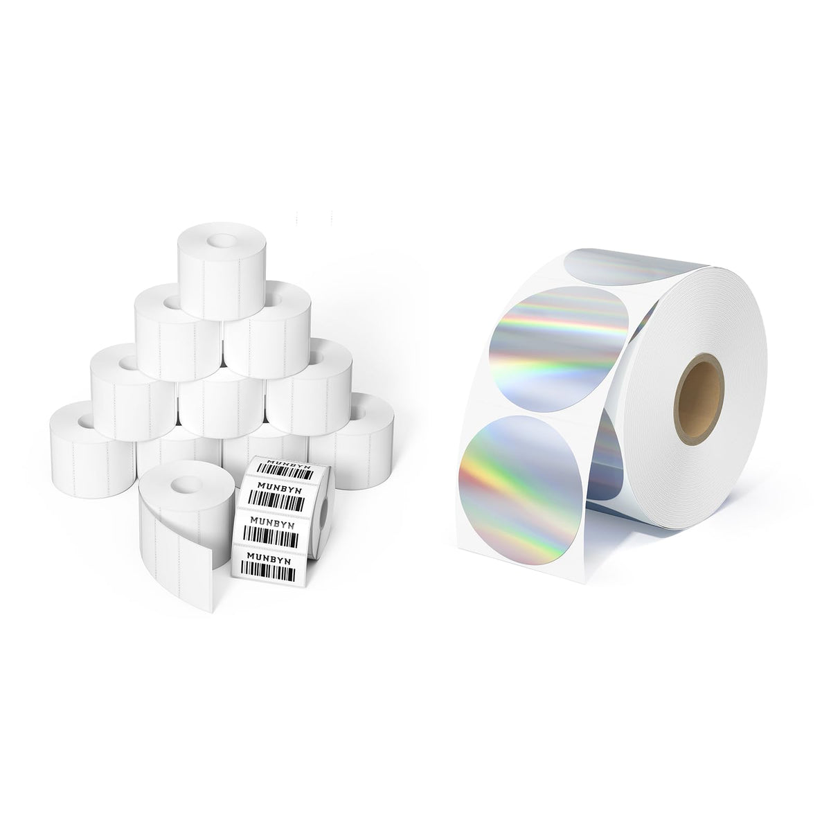 2x1 Inch Thermal Labels+2" Circle Holographic Thermal Label Stickers