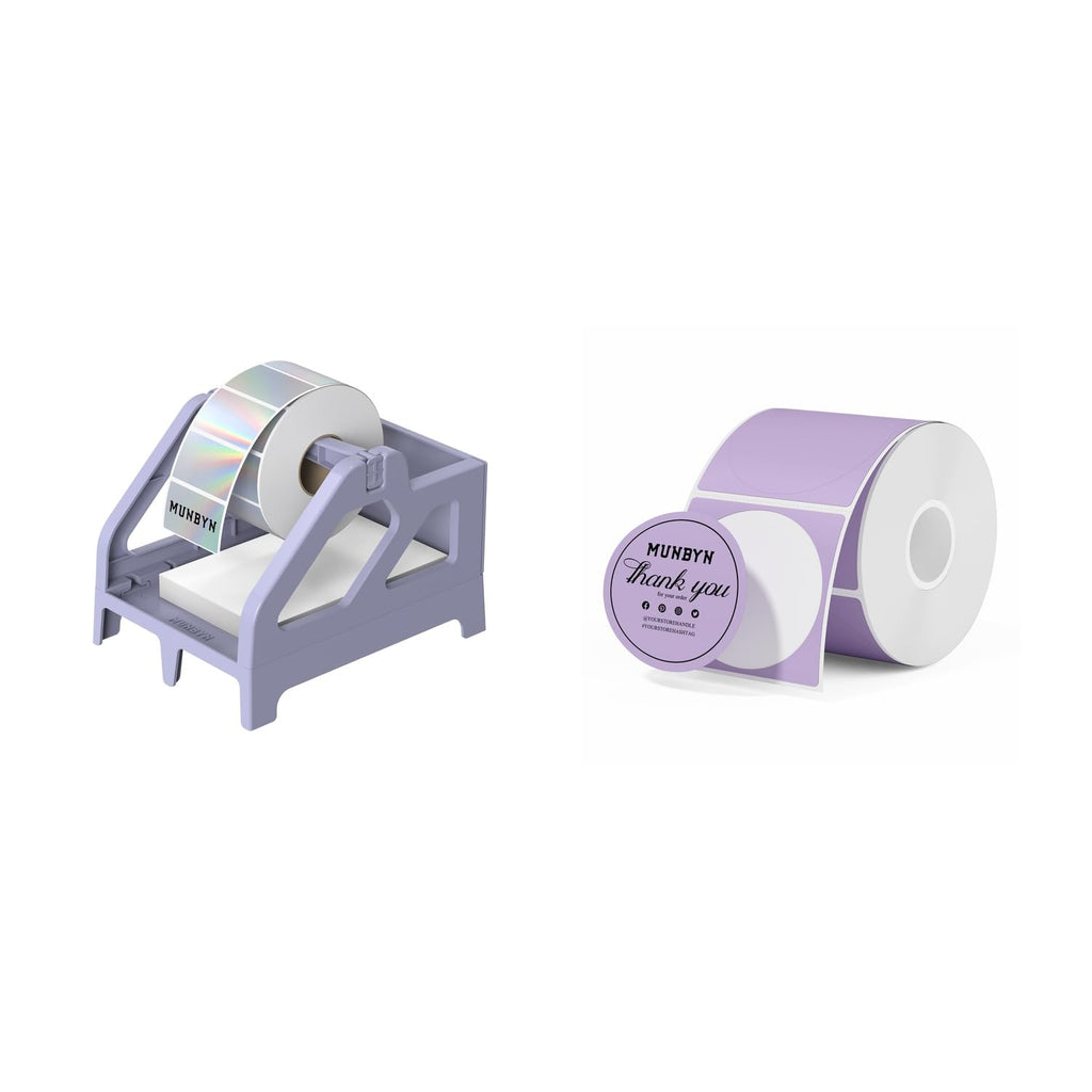 ILH01 Label Holder Purple+2" Purple Circle Thermal Labels 750 Labels/Roll