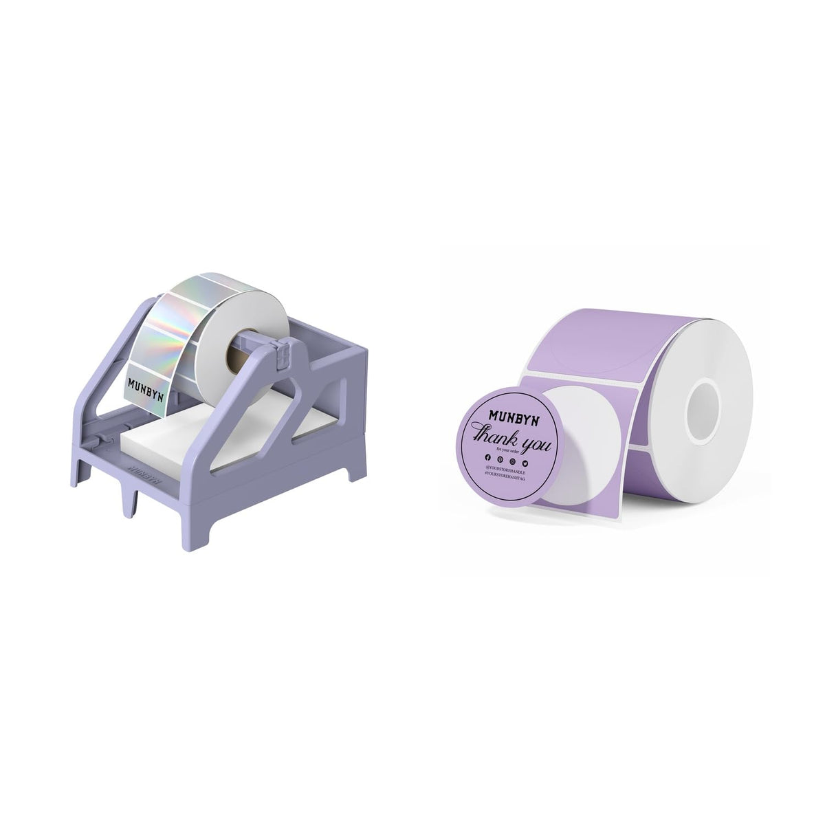 ILH01 Label Holder Purple+2" Purple Circle Thermal Labels 750 Labels/Roll