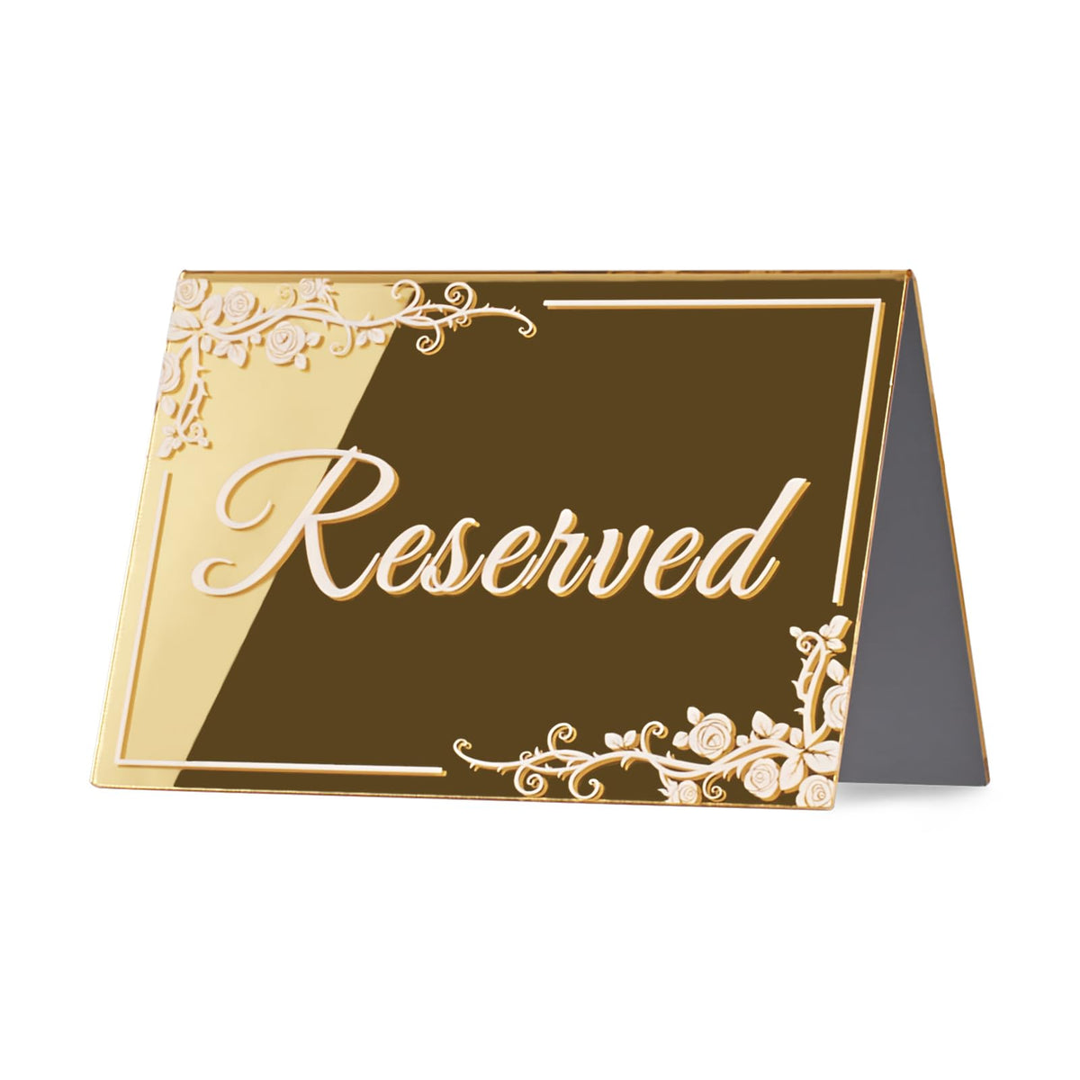 KAITELA Gold Acrylic Reserved Table Signs 6" x 4" Double Sided, Pack of 10
