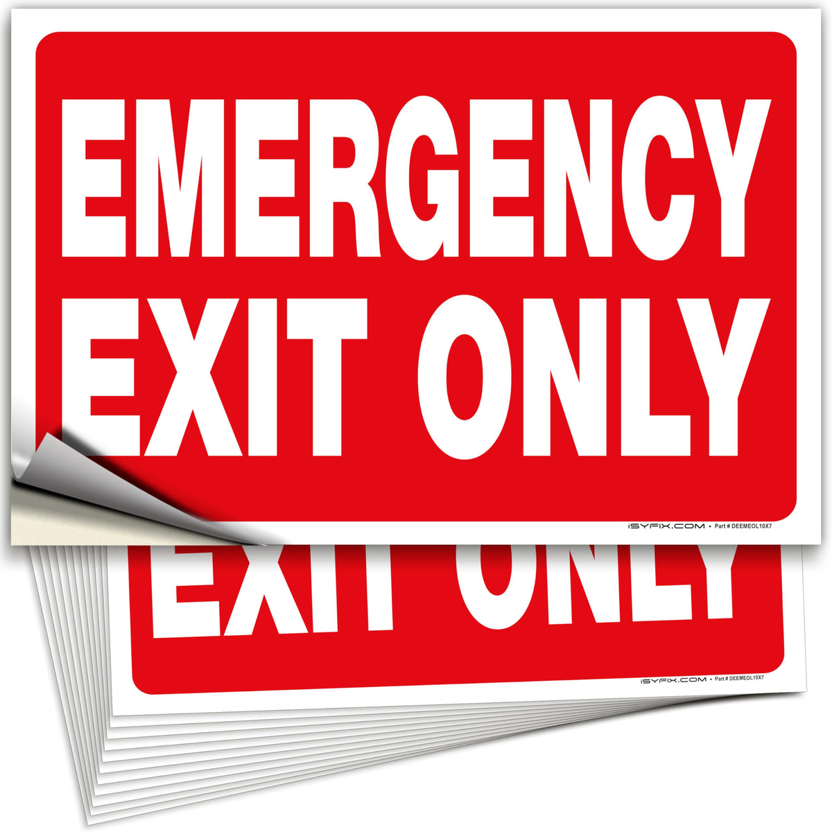 iSYFIX Emergency Exit Only Signs Stickers, 10x7 Inch, 12 Pack 12 Pk 10x7 Sticker Red
