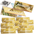 12 PCS 6"x2" Gold Mirror Reserved Table Signs, Double-Sided Lettering