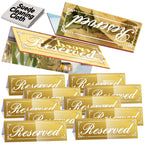 12 PCS 6"x2" Gold Mirror Reserved Table Signs, Double-Sided Lettering
