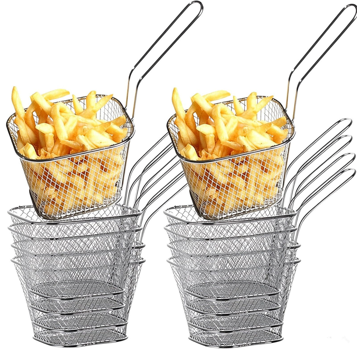 10Pack Mini Square Fry Basket, Stainless Steel Reusable Deep Fryer Baskets