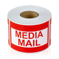 Media Mail Stickers, 2 x 3 inch Rectangle, Red/White, 300 Labels Media Mail