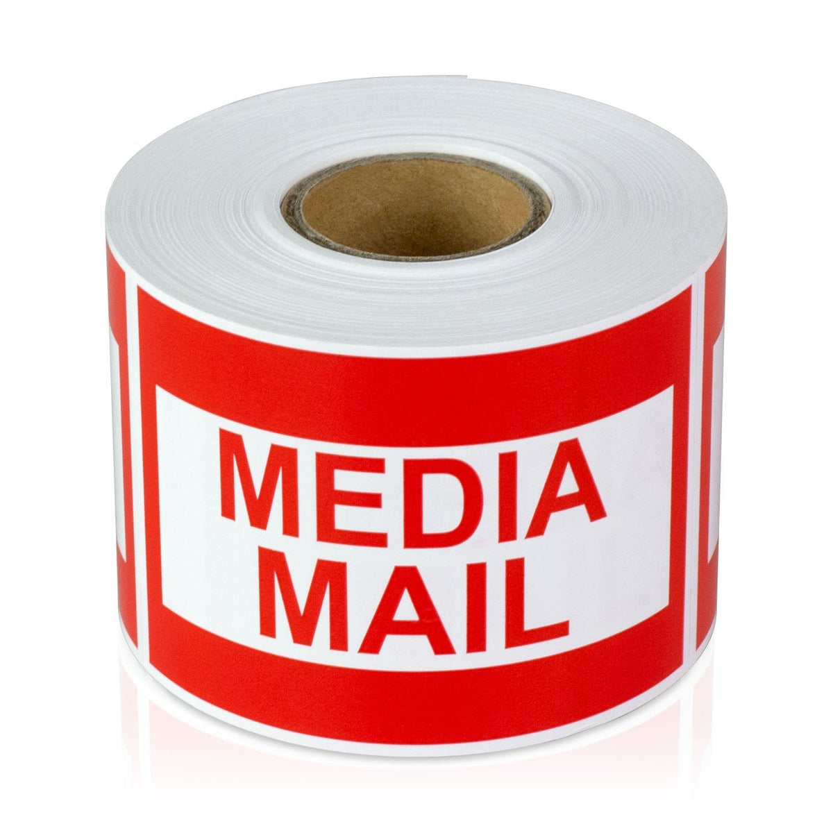 Media Mail Stickers, 2 x 3 inch Rectangle, Red/White, 300 Labels Media Mail