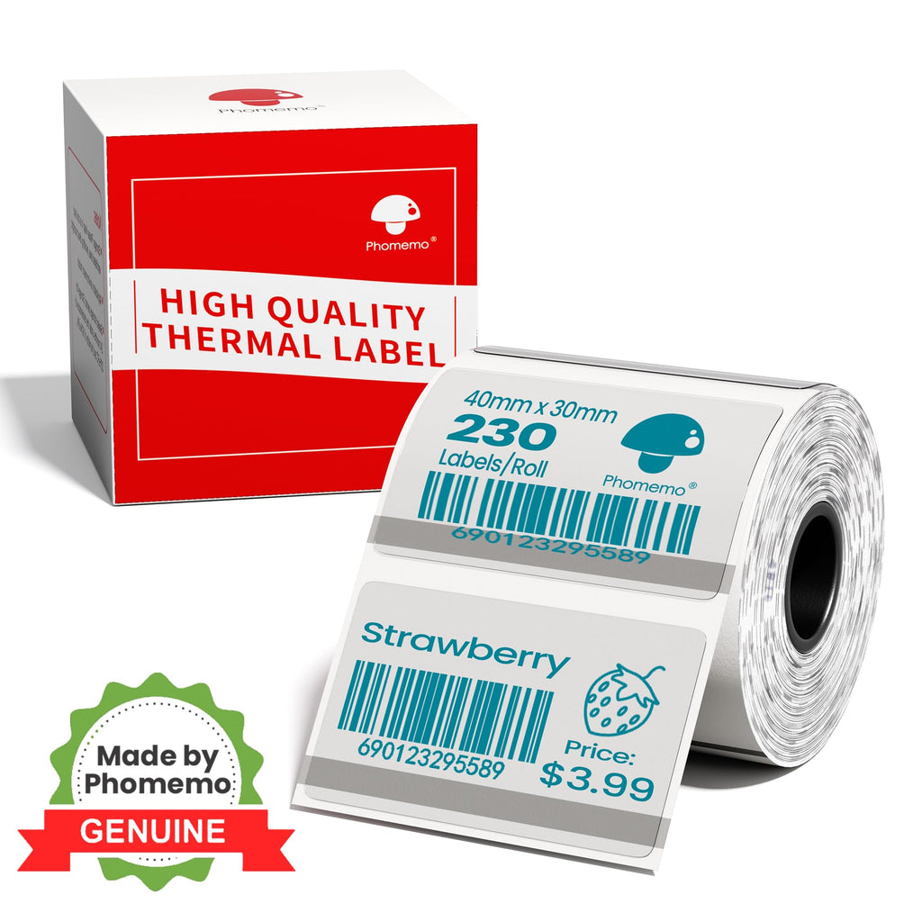 Phomemo Colorful Thermal Labels, 230 Labels/Roll, 1.57"x1.18"(40x30mm) 1.57" x 1.18" Green on Clear