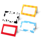 48pcs Cartoon Story Food Labels, Card Folded Table Place Labels