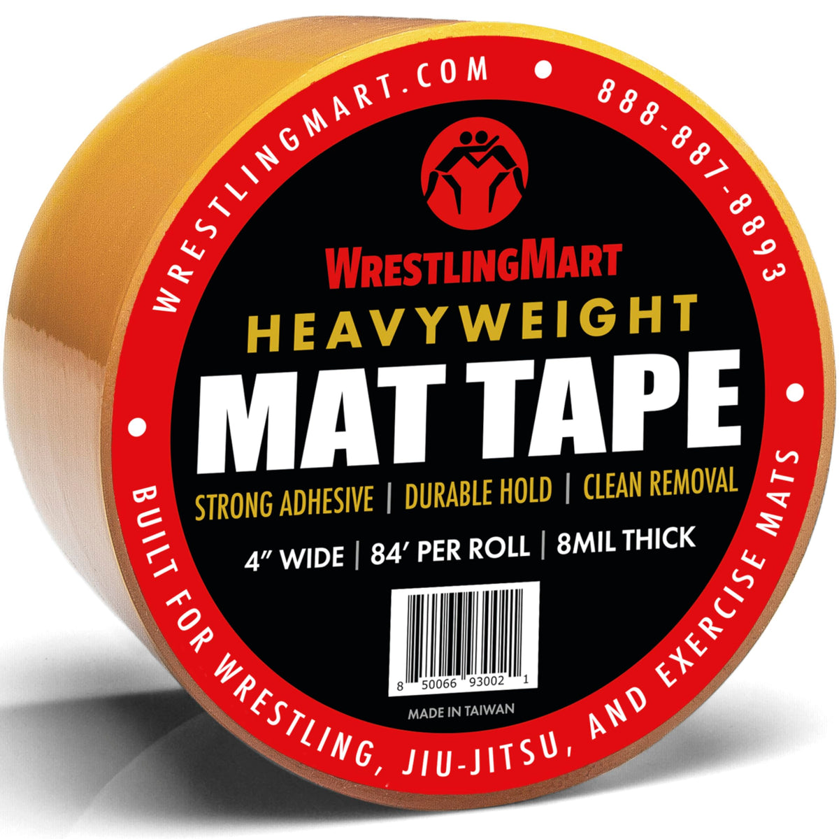 WrestlingMart Heavyweight Wrestling Mat Tape - Durable 4" Wide, 8mil Thick Clear Vinyl Wrestling Tape for Mats - Long-Term Application, Maximum Strength, Tear-Resistant & Reusable - 84' Long (1 Roll) 1.0