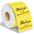3"x3" Square Thermal Labels Stickers, Yellow, 500 Sheets/Roll