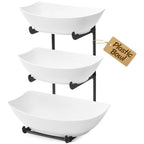 Lifewit 3 Tier Fruit Bowl for Kitchen Counter, Tiered Plastic Serving Tray Black Standard(3 Tier)