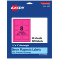 Avery® Printable Rectangle Labels, Sure Feed® Technology, 2" x 3", Neon Magenta Labels, Print-to-The-Edge, Laser/Inkjet Printable, 320 Total, Great for Mailing and Candles 320 labels