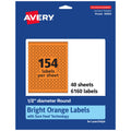 Avery® Printable Round Labels, Sure Feed® Technology, 1/2" Diameter, Bright Orange Labels, Print-to-the-Edge, Laser/Inkjet, 6,160 Total, Great for Price Stickers and Mailing Seals 6,160 labels