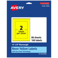Avery® Printable Rectangle Labels, Sure Feed® Technology, 4" x 6", Neon Yellow Labels, Print-to-The-Edge, Laser/Inkjet Printable, 160 Total, Great for Shipping and Packaging 160 labels