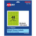 Avery Printable Square Labels, Sure Feed Technology, 1" x 1", Bright Green Labels, Print-to-The-Edge, Laser/Inkjet Printable, 1,920 Total, Great for Soaps and QR Codes 1,920 labels