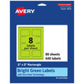 Avery Printable Rectangle Labels, Sure Feed Technology, 2" x 3", Bright Green Labels, Print-to-The-Edge, Laser/Inkjet Printable, 640 Total, Great for Mailing and Candles 640 labels