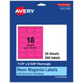 Avery® Printable Rectangle Labels, Sure Feed® Technology, 1-1/4" x 2-3/8", Neon Magenta Labels, Print-to-The-Edge, Laser/Inkjet Printable, 360 Total, Great for Mailing 360 labels