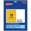 Avery® Printable Rectangle Labels, Sure Feed® Technology, 1-1/4" x 2-3/8", Bright Yellow Labels, Print-to-The-Edge, Laser/Inkjet Printable, 360 Total, Great for Mailing 360 labels
